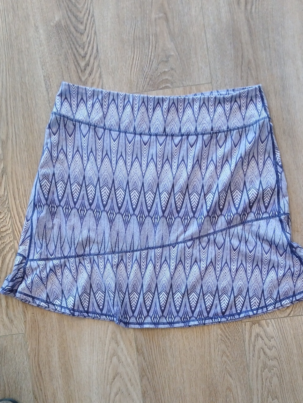 Prana Light Purple Patterned Circle Skirt Large Summer Knee Length